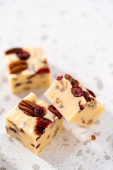 Homemade White Chocolate Cranberry Pecan Fudge