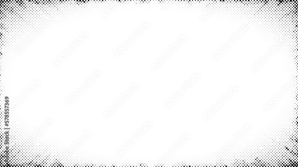 Aufkleber halftone radial texture. comic style grain background. pop art faded textured frame. grunge sand spe