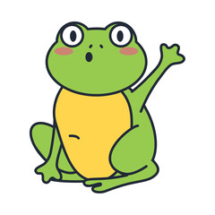 frog amphibian saludating character