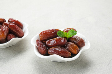 Delicious Kurma Tunisia, sweet dried dates palm fruits. Popular during Ramadan
