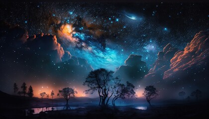 Fototapeta na wymiar abstract background, galaxy starry night sky, Generative Ai