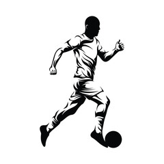 Fototapeta na wymiar Silhouette soccer player vector illustration on white background.
