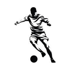 Silhouette soccer player vector illustration on white background.
