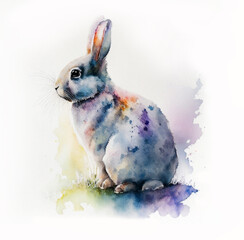 Watercolor drawing of this year's symbol rabbit.