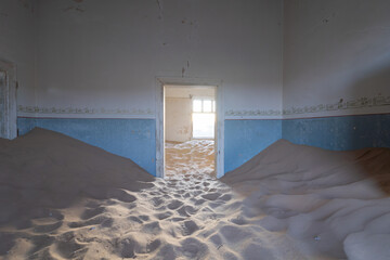 Kolmanskop, The abandoned houses. the famous tourist attraction in Namibia, South Africa. Empty...