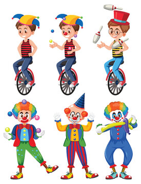 Set of circus cartoon character