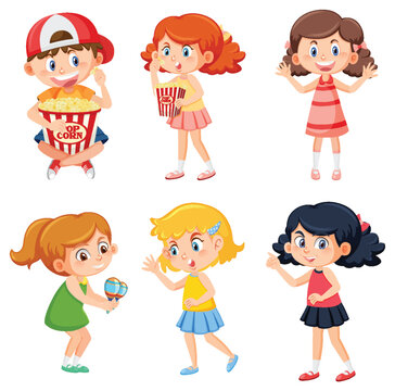 Set of cute children cartoon character