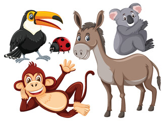 Obraz na płótnie Canvas Set of cute animals cartoon character