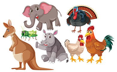 Naklejka premium Set of cute animals cartoon character