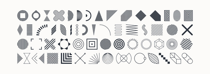 Icon set in thin line style. Collection of different graphic elements for design. Vector illustration for web, mobile or ui. - obrazy, fototapety, plakaty