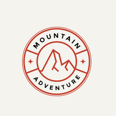 Monoline circle Mountain Adventure Logo Template
