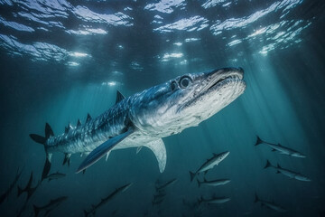 Fototapeta premium barracuda in the sea made by generative ai