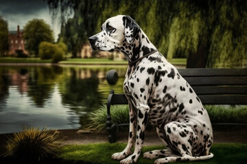 dalmatian dog in the park made by generative ai