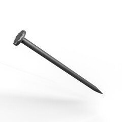 Steel Nail on White Background. 3D Illustration. File with Clipping Path.