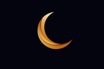 Fototapeta na wymiar Ramadan Kareem greeting card background. Realistic style. Eid islam moon crescent black background 