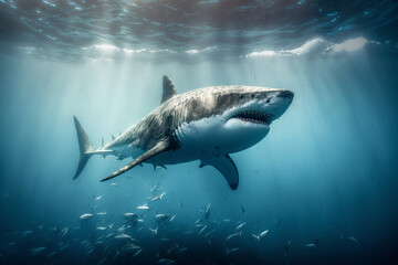 Naklejka premium great white shark in the sea made by generative ai