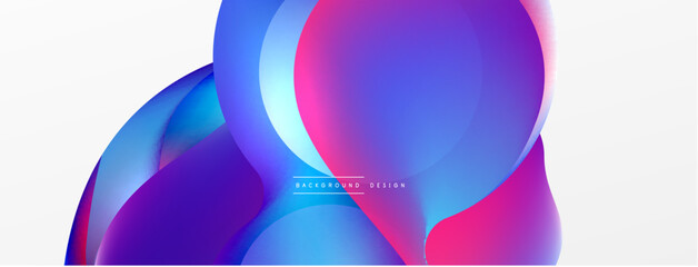 Fluid abstract background. Liquid color gradients composition. Round shapes and circle flowing design for wallpaper, banner, background or landing