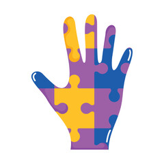 puzzle pieces forming hand