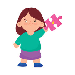 austism girl playing with puzzle