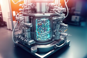 Obraz na płótnie Canvas Pharmaceutical Bioreactor Equipment Manufacturing. Photo generative AI