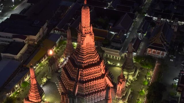 Wat Arun Temple Drone Footage