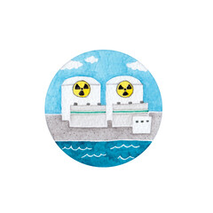 原子力発電　エネルギー発電 アイコン　水彩 イラスト © tada