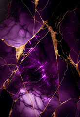 Golden purple marble background texture, pattern design