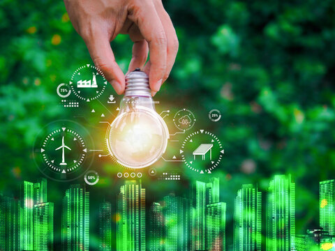 Industrial save energy and green technology ecology concept.Environmental protection.sustainable development. Ecology concept.resource environment technology.