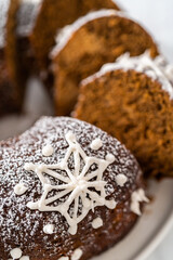 Gingerbread bundt cake with caramel filling