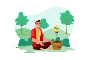 Green Thinking Illustration Concept