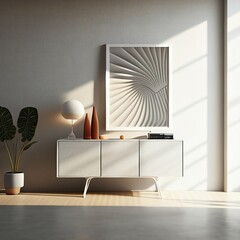 Living room furniture, photorealistic illustration, Generative AI