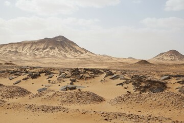 Fototapeta na wymiar The Otherworldly Black Desert in Western Egypt