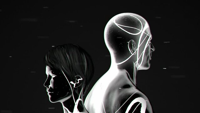 Couples Spinning Male and Female Abstract Moving Tattoo