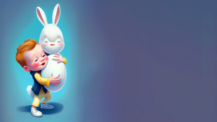 Obraz na płótnie Canvas Easter bunny background banner, eastern bunnies backgrounds, illustration graphic, by generative AI