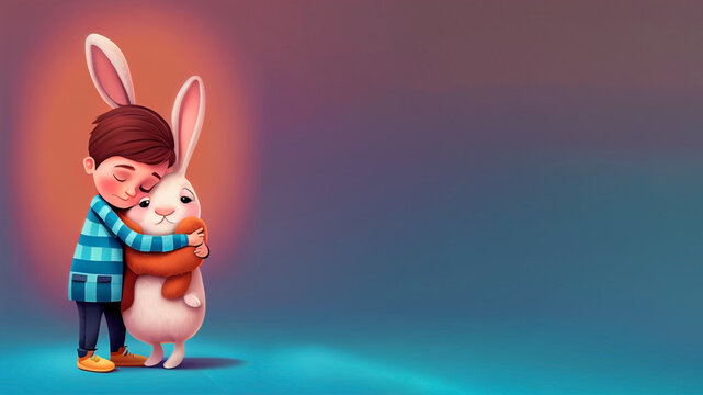 Easter bunny background banner, eastern bunnies backgrounds, illustration graphic, by generative AI
