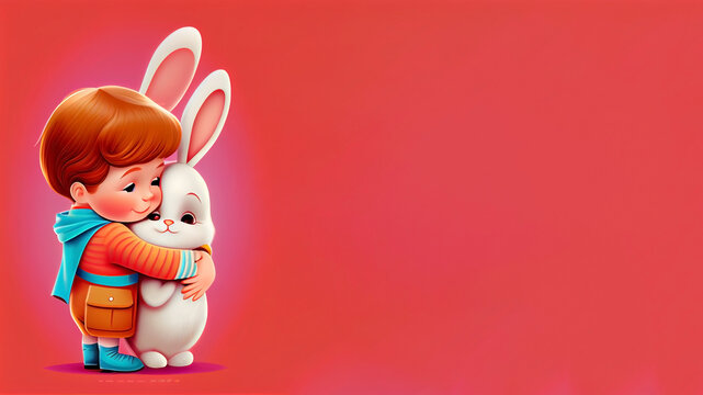 Easter bunny background banner, eastern bunnies backgrounds, illustration graphic, by generative AI