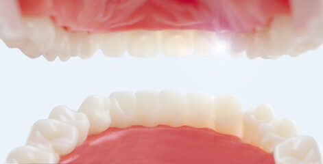 Dentist Pulling Teeth. View from mouth. Dental Hygiene and Health conceptual image.