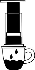 Coffee maker icon hand drawn design elements for decoration. 
