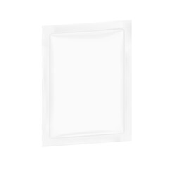 Realistic sachet pouch bag mockup. Vector illustration isolated on white background for cosmetic, hygiene, food. Half side view. Ready for your design. EPS10.	