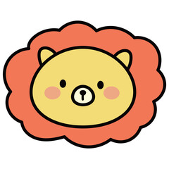 シンプルでかわいいライオン　イラスト素材　絵本風