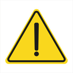 Warning attention sign with exclamation mark symbol, Caution Warning Sign Sticker vector. Yellow warning sign.