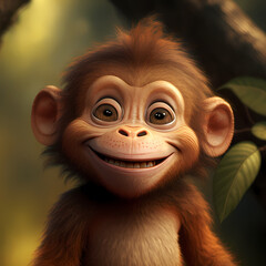 Monkey Funny Happy Smiling. Generative AI