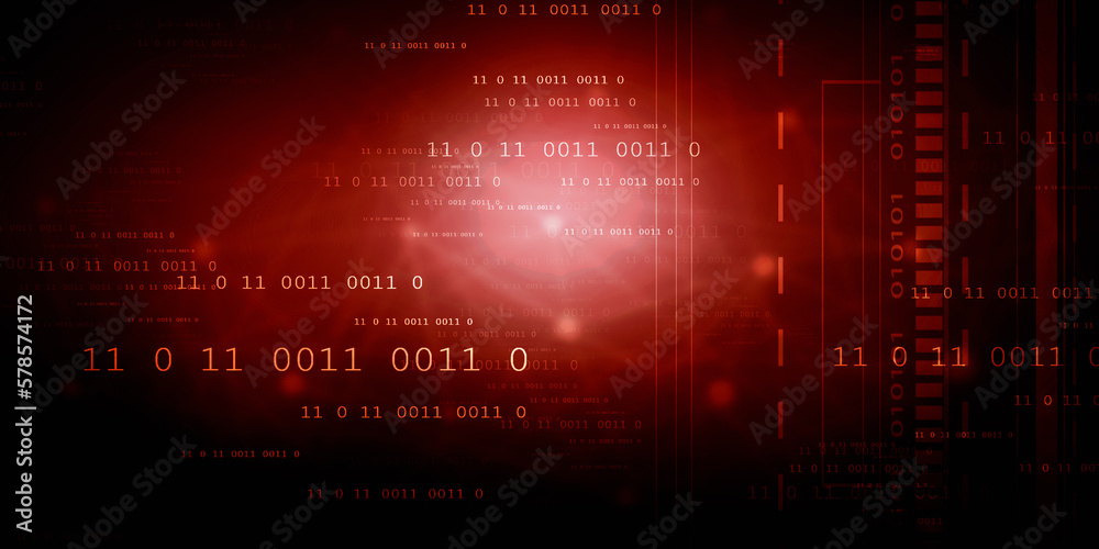 Poster 2d illustration abstract digital binary data on computer screen