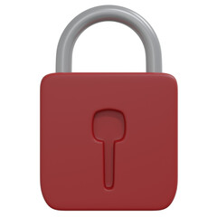 3D rendering red padlock isolated