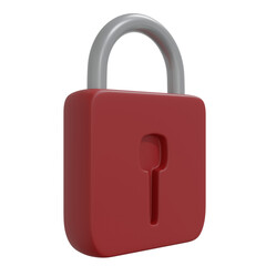 3D rendering red padlock isolated
