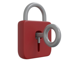 3D rendering red padlock isolated