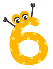 Cartoon figure six. Funny character.