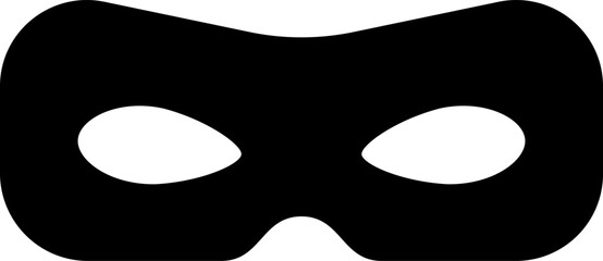 Mask superhero carnival or opera actor vector icon. Black masquerade costume with eye mask silhouette hidden burgar face. Simple design incognito theatre secret party masque clip art illustration.