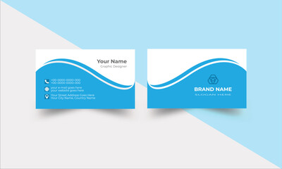 Creative modern name card and business card. Blue modern creative business card and name card, horizontal simple clean template vector design, layout in rectangle size.