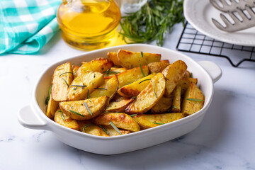 Baked spiced potatoes look delicious.